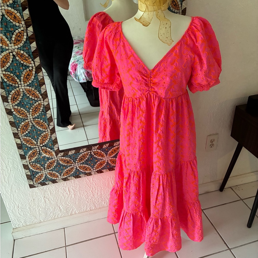 Lilly Pulitzer Pink and Orange Midi Dress